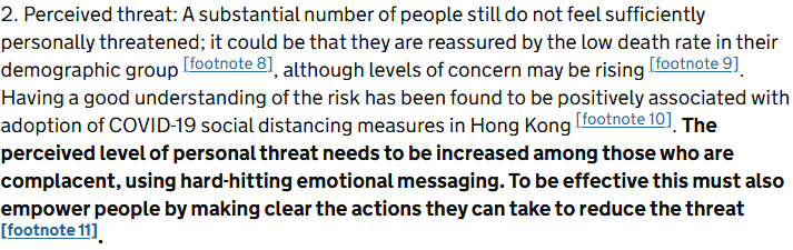 Paragraph from the official GOV.UK document discussing an increase in the perceived level of personal threat.
